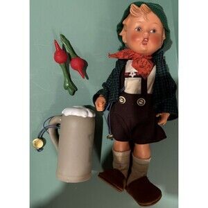 Vintage Goebel Hummel Hansl Boy Doll 1980 W. Germany 12" Beer Mug Radishes